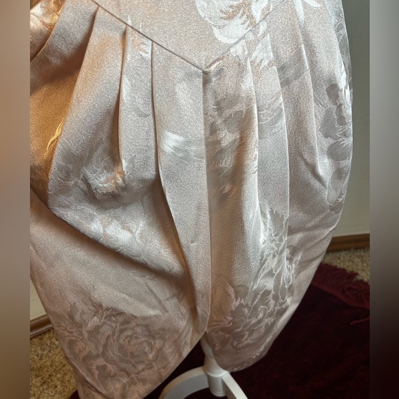 Vintage Satin Blush Pink Puff Sleeve Dress Size 12 - Picture 10 of 13